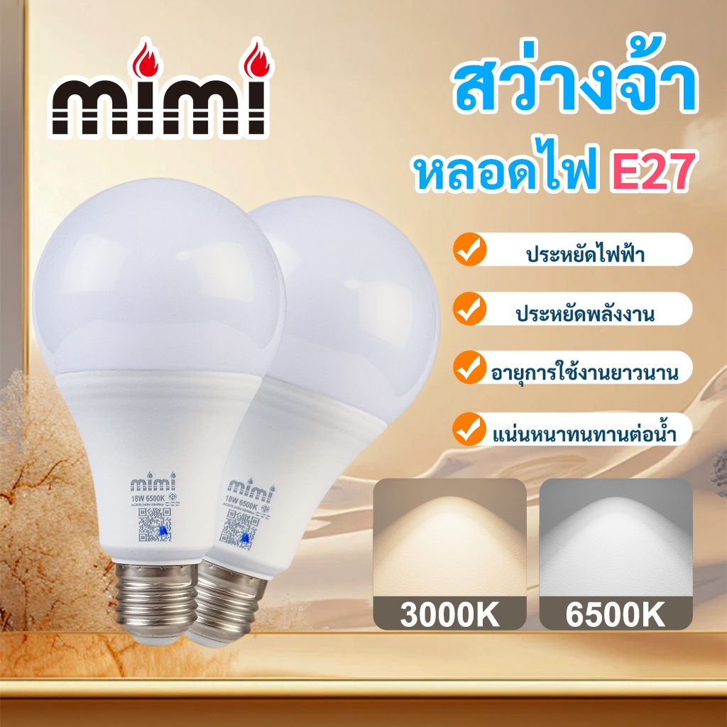 MIMI หลอดไฟ LED SlimBulb ขั้วเกลียว E27 ใช้ไฟ 220V มีให้เลือกหลายขนาด 3W-24W ประหยัดพลังงาน