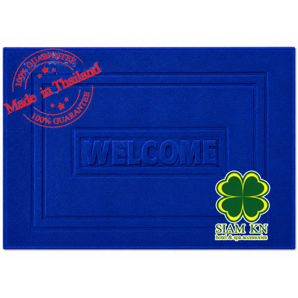 ผ้าเช็ดเท้า ผ้าขนหนู Welcome ขนาด 18x28 นิ้ว สีน้ำเงินเข้ม