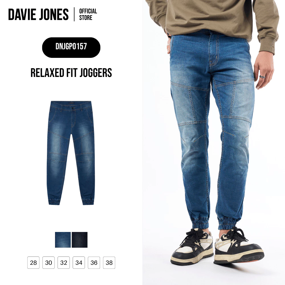 DAVIE JONES [BE FEARLESS] กางเกงจ็อกเกอร์ผู้ชาย Relaxed Fit Joggers สีกรม ดำ GP0157