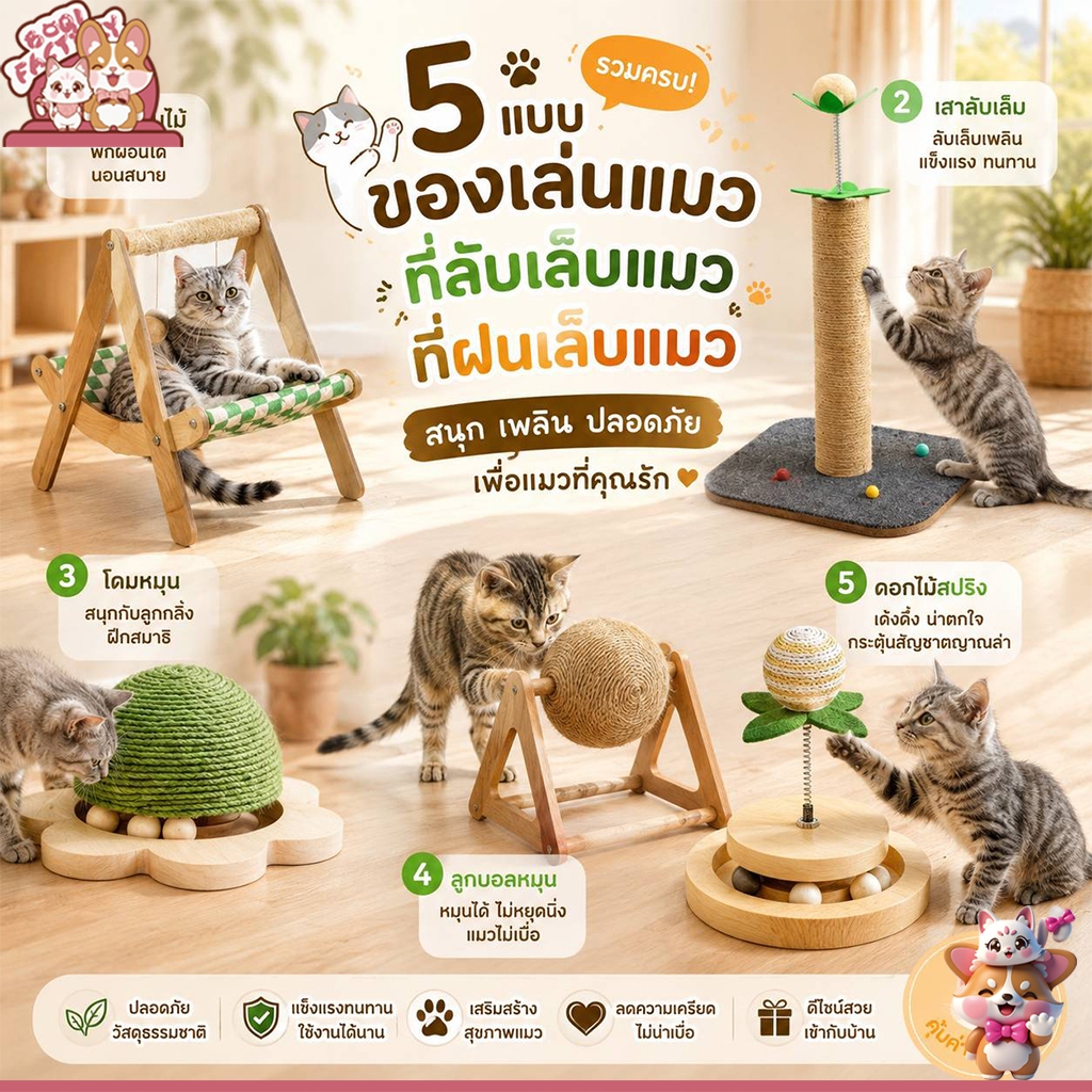 Boqi Factory ที่ลับเล็บแมว ของเล่นแมว ฝนเล็บแมว ที่ฝนเล็บแมวลูกบอล ที่ฝนเล็บแมวใหญ่ MPJcattoy