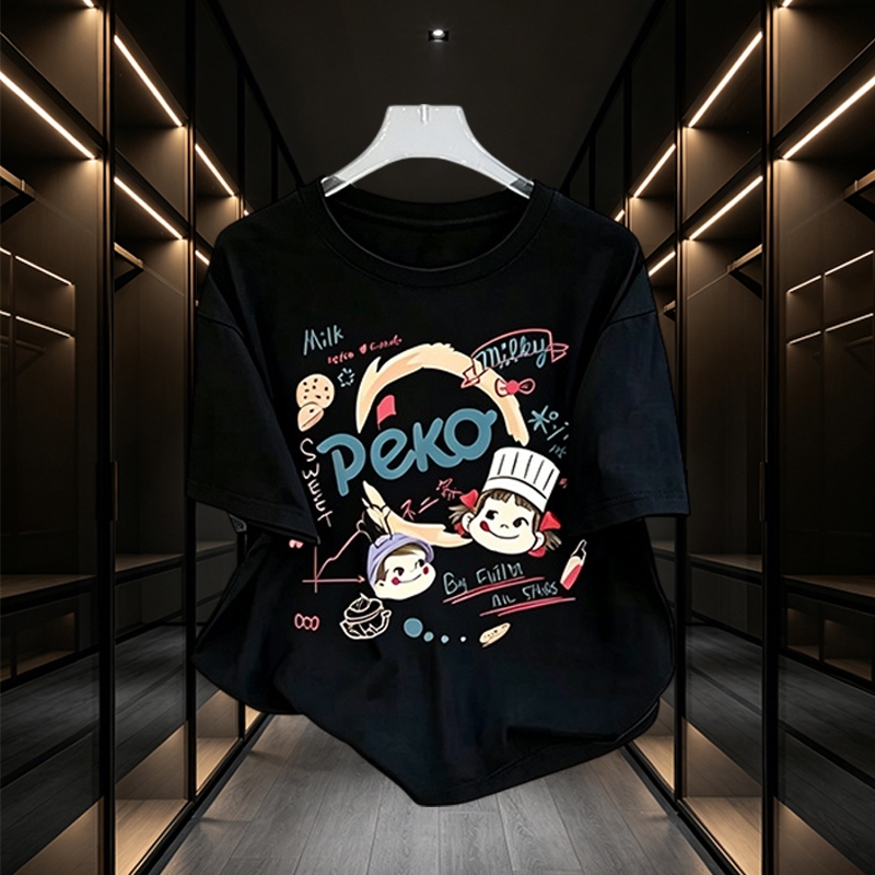 เสื้อยืดลายการ์ตูนน่ารัก สไตล์คาวาอี้ ผ้าคอตตอน ใส่สบาย รูปที่ 2