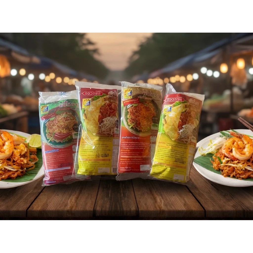 (4ห่อ) ผัดไทยอรรถรส/ผัดหมี่โคราช/ผัดหมี่จัดจ้าน ขนาด 115 กรัม พร้อมซอสปรุงสำเร็จรูป
