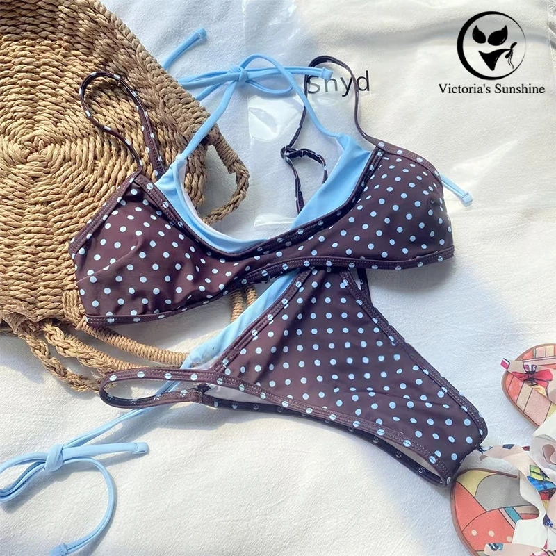 ชุดว่ายน้ำ bikini ชุดบิกินี่ 2ชิ้น ลายจุด รุ่นใหม่ มีฟองน้ำ เที่ยวทะเล#1226