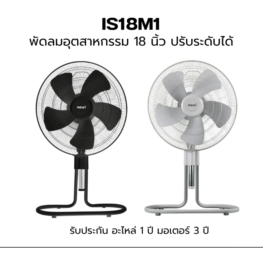็็HATARI พัดลมอุตสาหกรรม รุ่น IS18M1 ขนาด 18" 18 นิ้ว สีเทา