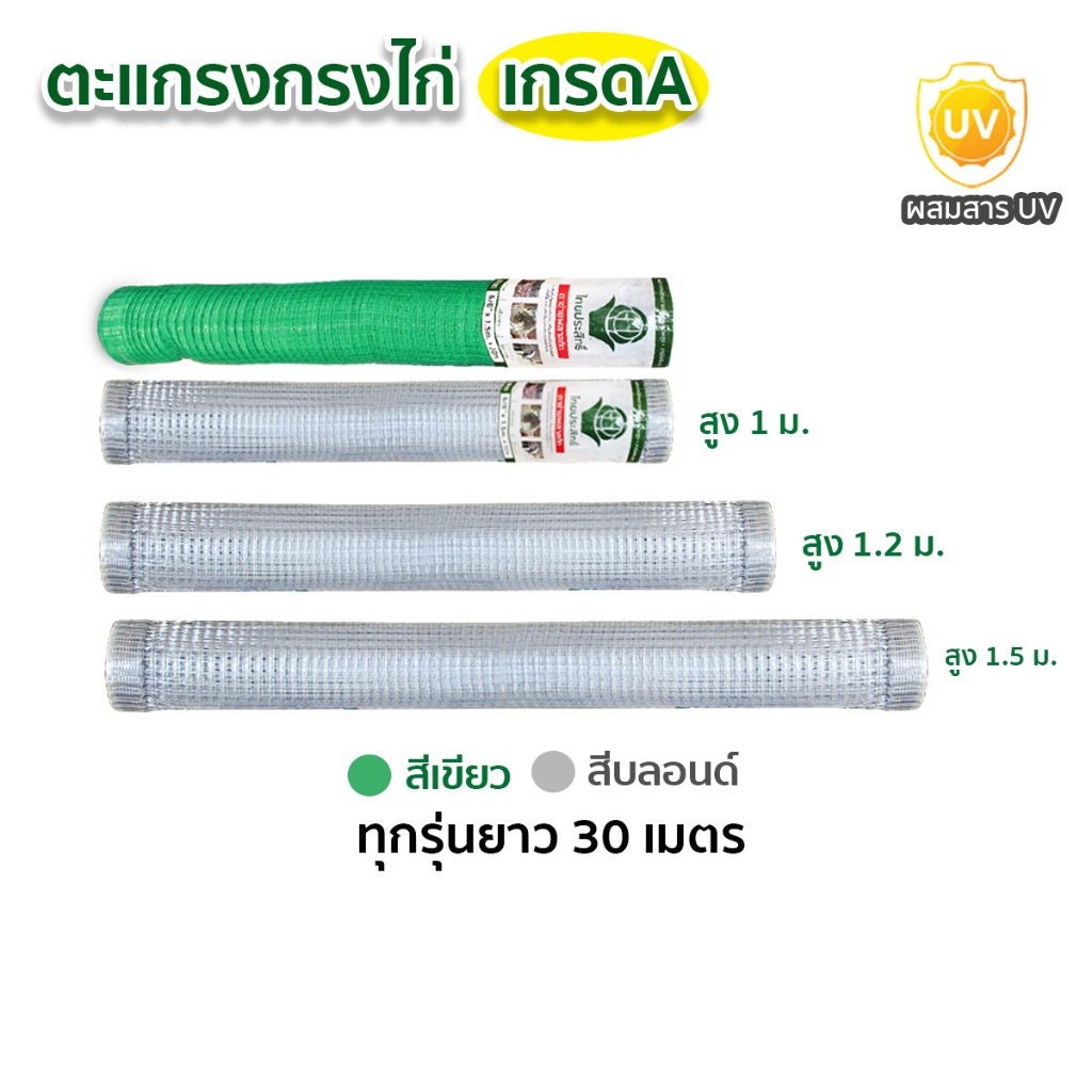 ตาข่ายเอ็นกรงไก่ (เกรดA) ตาข่ายพลาสติกกันนก ล้อมไก่ กรงไก่