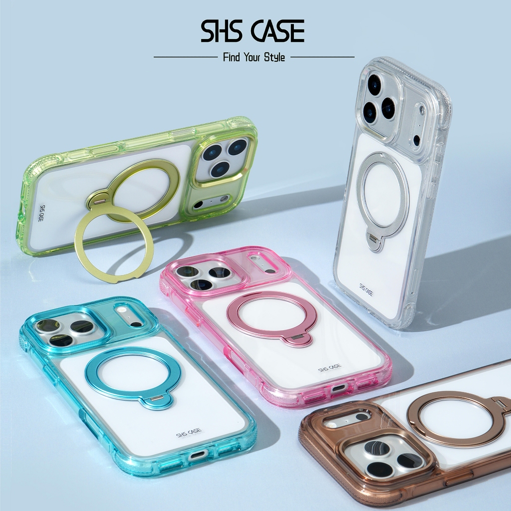 SHS เคสใส แม่เหล็ก ไม่เหลือง กันกระแทก ขาตั้งหมุนได้ 360° เคสไอโฟน 17 Pro Max/17 Pro/17/Air/16 Pro Max/16 เคส