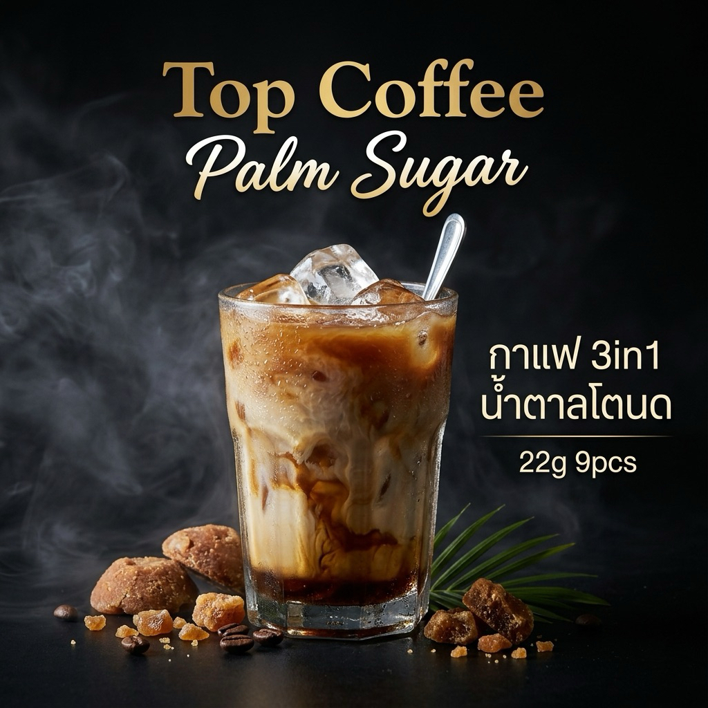 TOP Coffee Gula Aren (Palm Sugar) กาแฟ 3in1 น้ำตาลโตนด (Gula Aren) 9 ซอง | หอมนุ่ม ดื่มง่าย ชงร้อน/เย็นได้