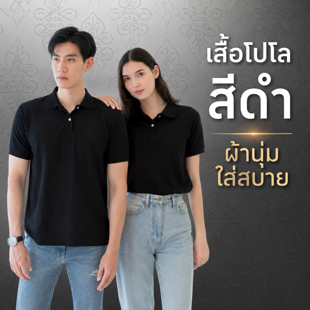 เสื้อ POLO สีดำ ผ้านุ่ม ใส่สบาย🖤