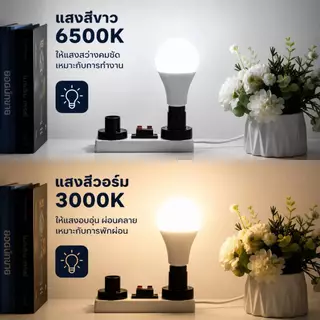 (10หลอด) หลอดไฟ LED E27 5W 7W 9W 13W 15W 18W 24W แสงขาว แสงวอร์ม ประหยัดพลังงาน มอก.1955-2551