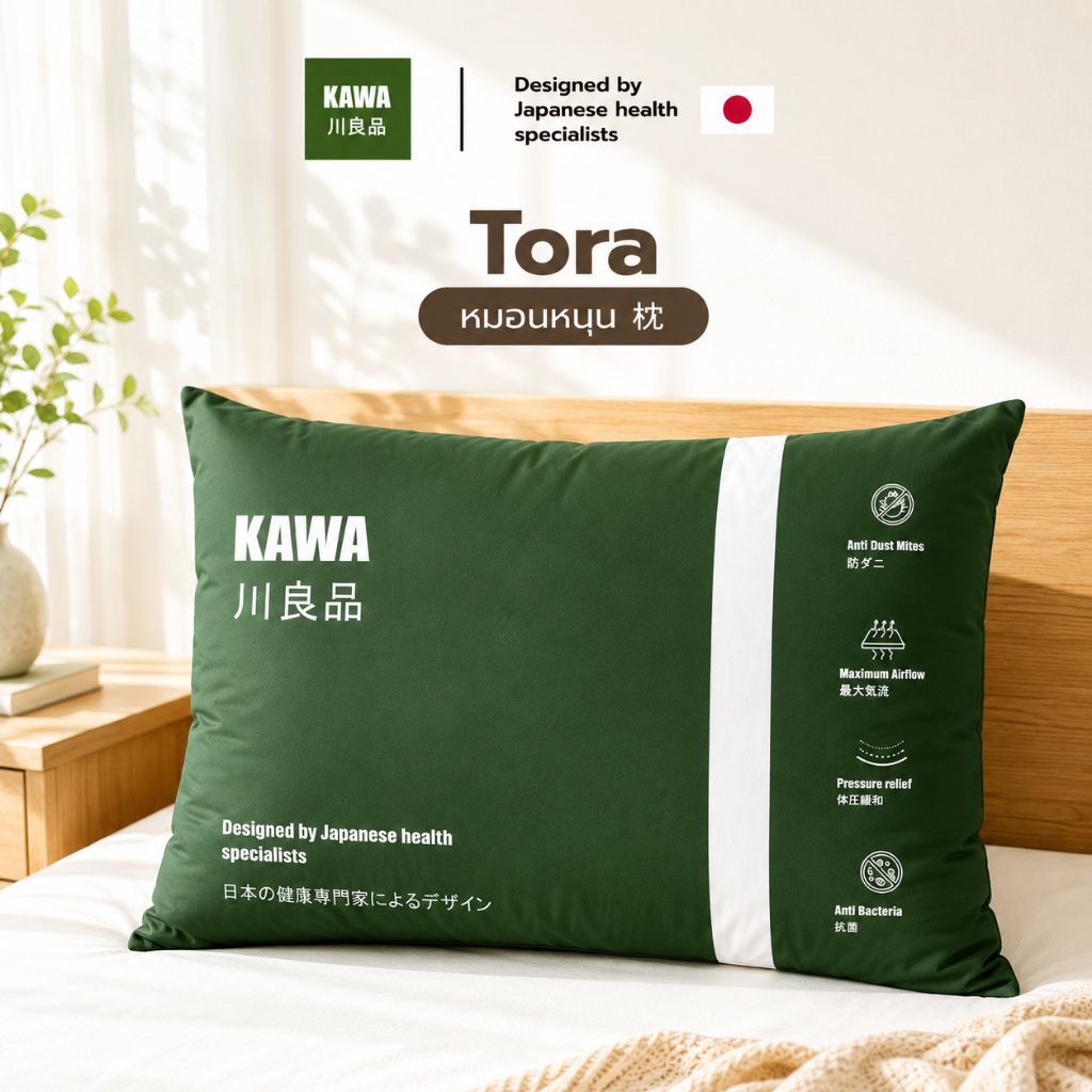 Kawa หมอนหนุนใย รุ่น Tora นุ่มทุกสัมผัส ไม่ยวบ รองรับสรีระคอ นอนสบาย