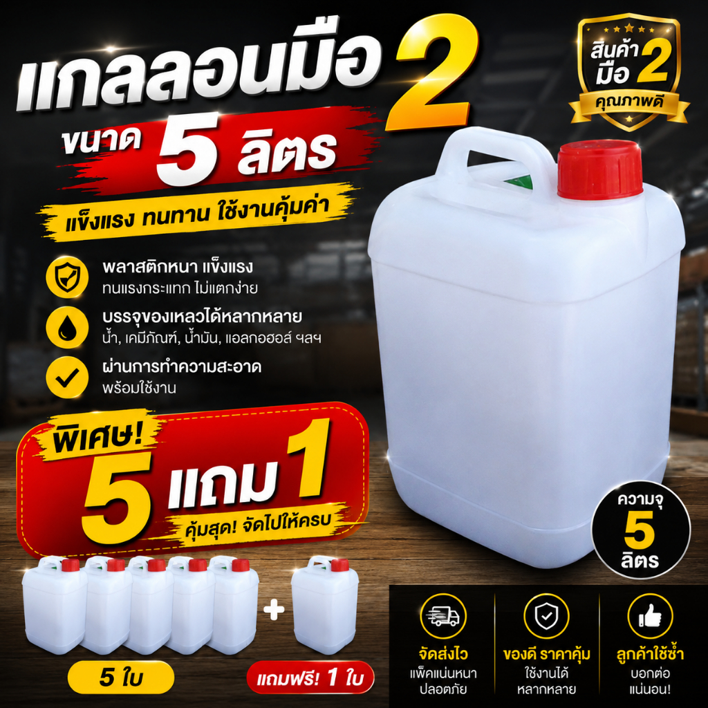 *ซื้อ 5 แถม 1* แกลลอน 5 ลิตร 6 ใบ มือสอง สภาพดี เหมือนใหม่ แกลอนมือสอง แกลลอนมือสอง