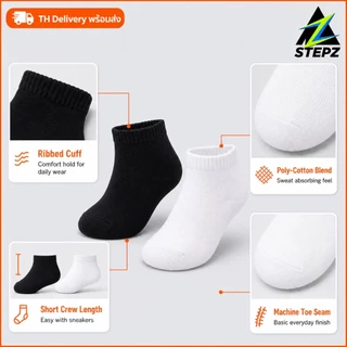 【TH Delivery】STEPZ ถุงเท้าผู้ชาย 10 คู่ สีดำ/ขาว ถุงเท้ากีฬาข้อสั้น เหนือข้อเท้าเล็กน้อย ซับเหงื่อ ระบายอากาศ ใส่ทำงาน