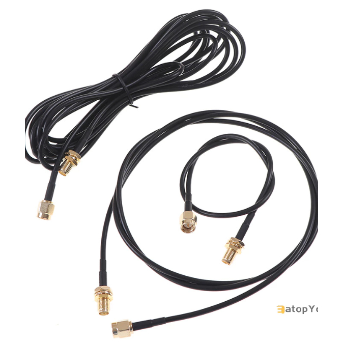 สายต่อเสาอากาศ SMA ชายและหญิงสกรูภายในรูภายนอกสกรู pins สายเคเบิลอะแดปเตอร์ 0.3mcอห์ม