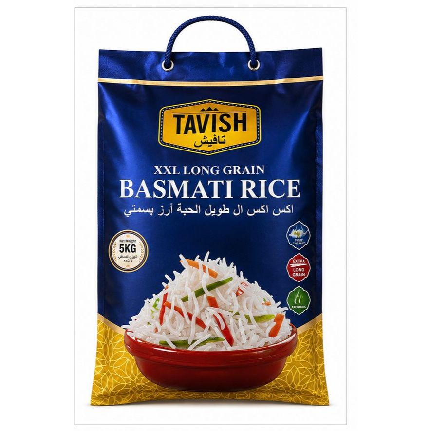 Tavish XXL Long Grain Basmati Rice 5 Kg ข้าวบาสมาติเมล็ดยาวพิเศษ Tavish ขนาด 5 กก.