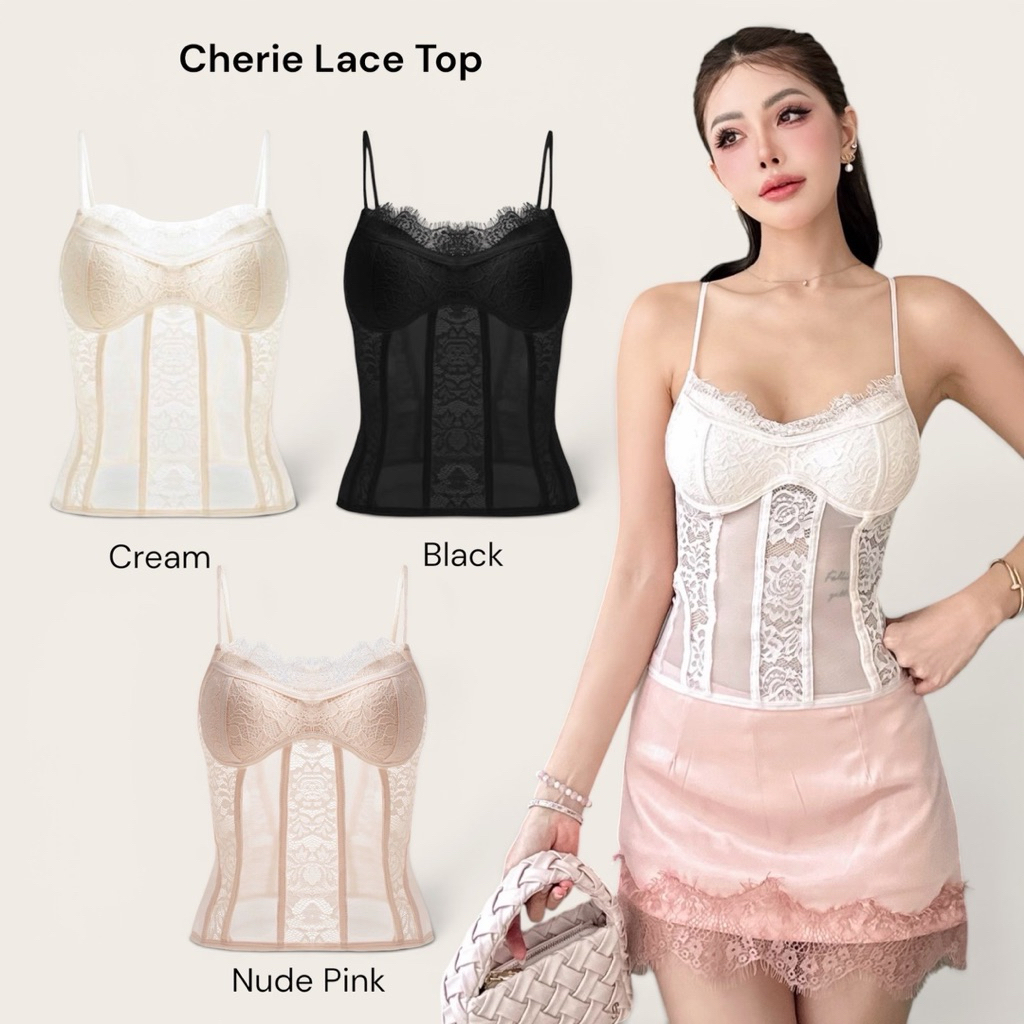 HH809🤍Cherie Lace Top มีฟองน้ำ (550.-)
