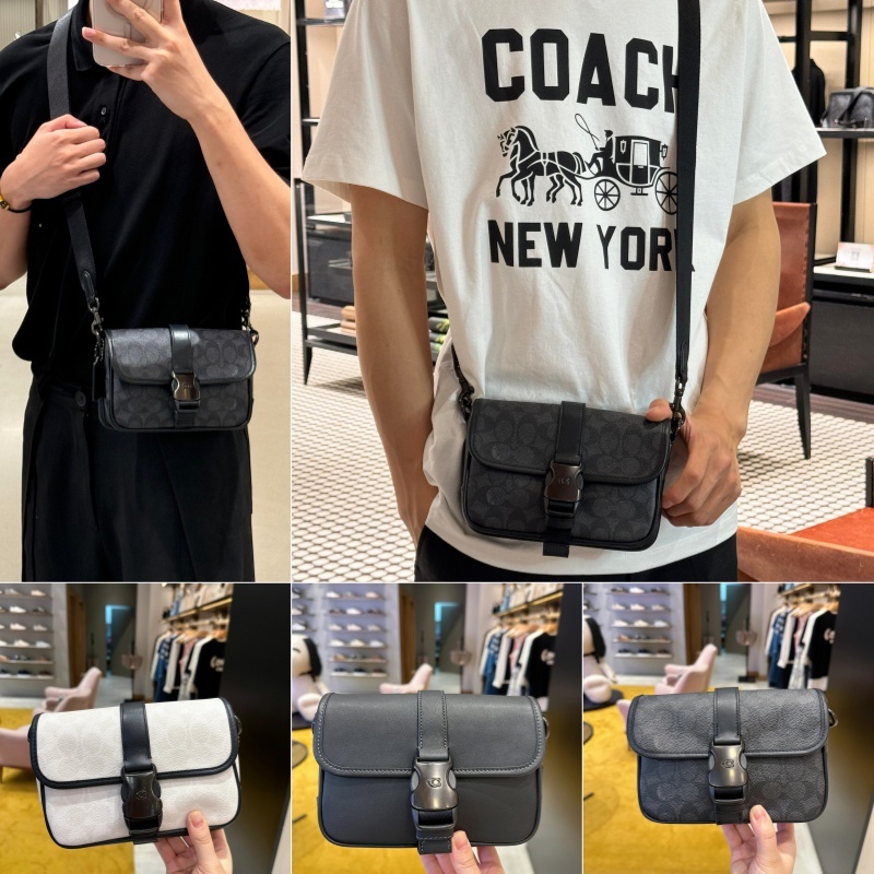 🛍️ของแท้ 💯 COACH League 19 ผ้าใบเคลือบ กระเป๋าสะพายข้างและสะพายไหล่