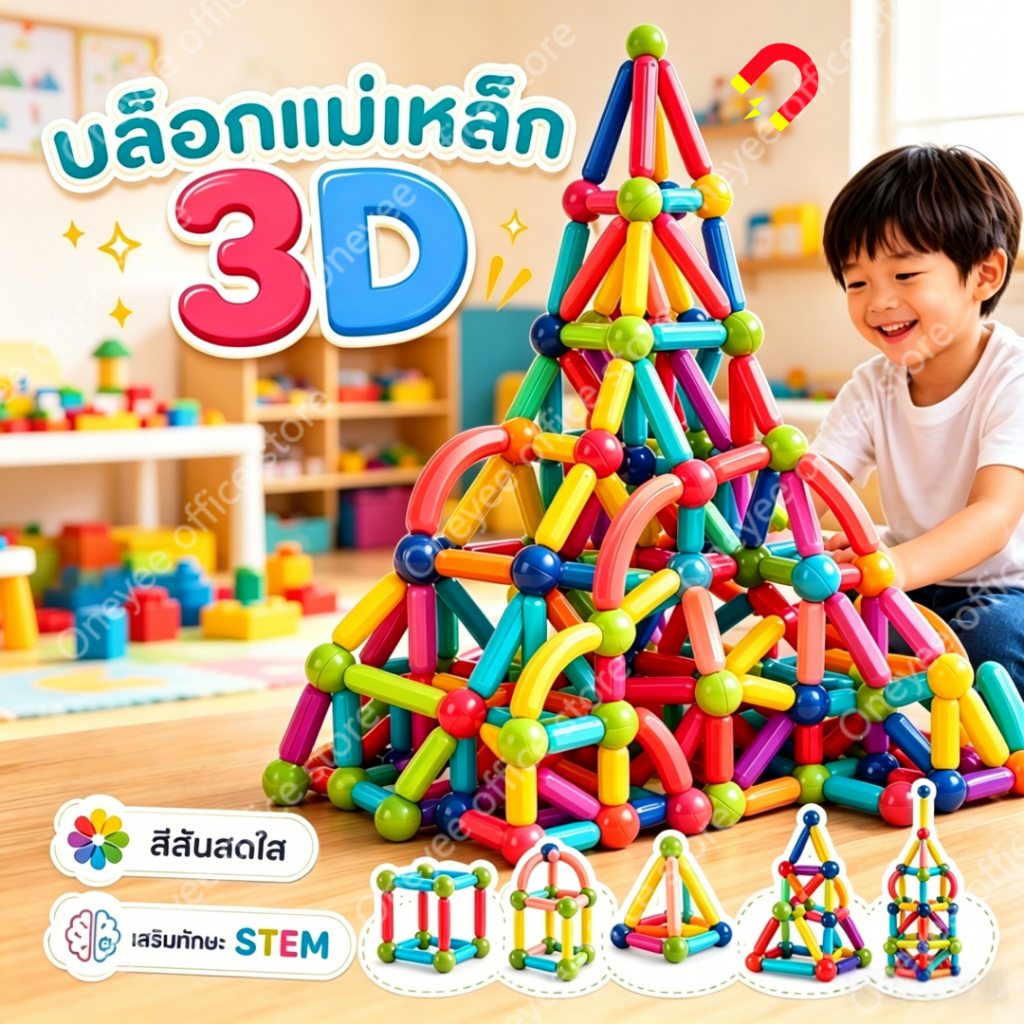 108pcs ตัวต่อแม่เหล็ก ของเล่นตัวต่อแม่เหล็ก บล็อคตัวต่อแม่เหล็ก เด็กแม่เหล็กเบสบอลบล็อก สร้างจินตนาการ เกมสมอง