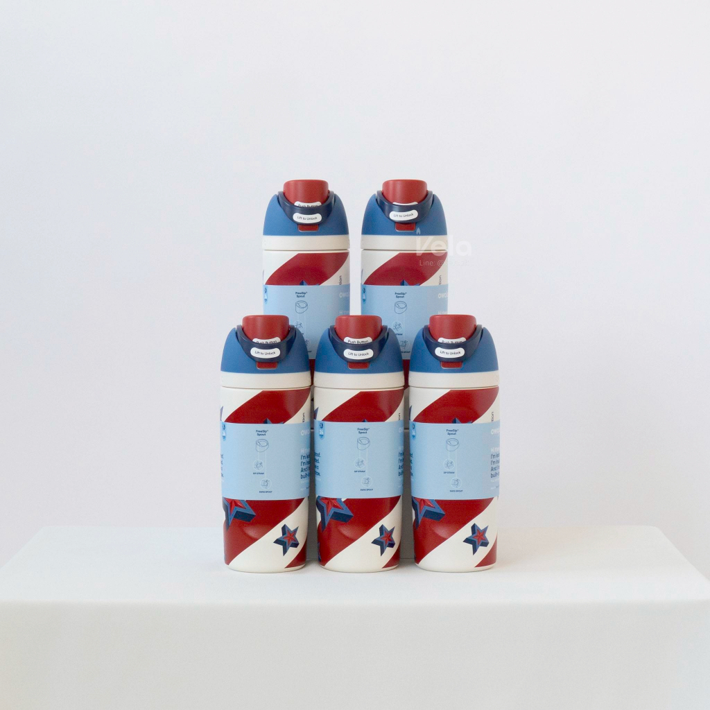 💧Owala💧 Kids' FreeSip 16oz ขวดน้ำเก็บความเย็น (Americana)