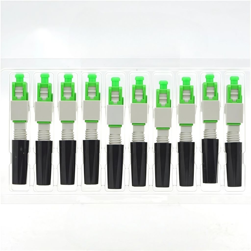 หัวไฟเบอร์ออฟติกแบบ FAST CONNECTOR SC/APC สีเขียว (แผง 10 ชิ้น)