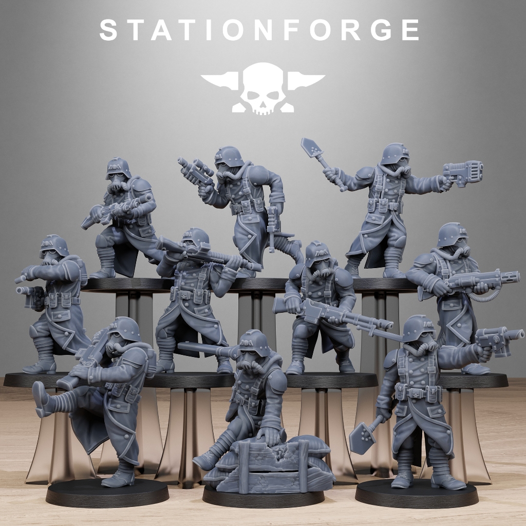 GrimGuard Shovel Trenches งาน Resin Miniature Model สำหรับ Tabletop Board Game ตั้งโชว์