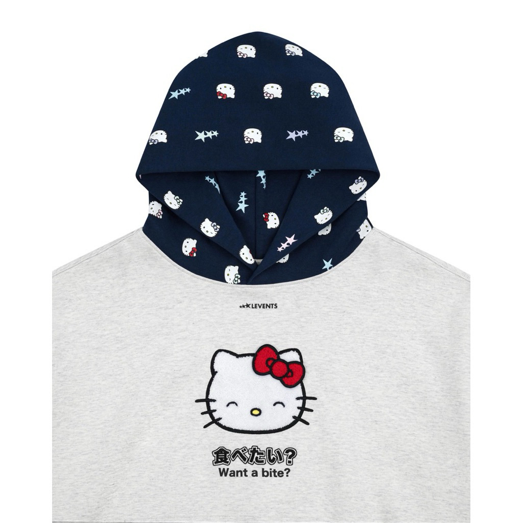 ❗️ส่งต่อ Levents® x Hello Kitty | Joy Icon Curved Boxy Hoodie/ Grey💯❗️