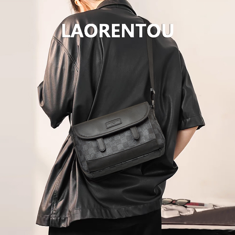 LAORENTOU กระเป๋าเมสเซนเจอร์ ลายพิมพ์คลาสสิก สายกว้างปรับได้ ฝาปิดแม่เหล็ก ใช้ทำงานประจำวัน