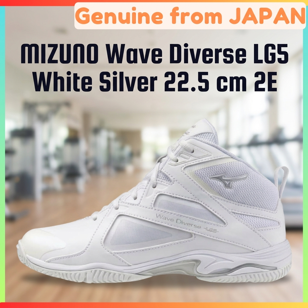MIZUNO Wave Diverse LG5 Fitness Shoes 2E Wide Gym Studio Exercise White Silver 22.5 cm Unisex