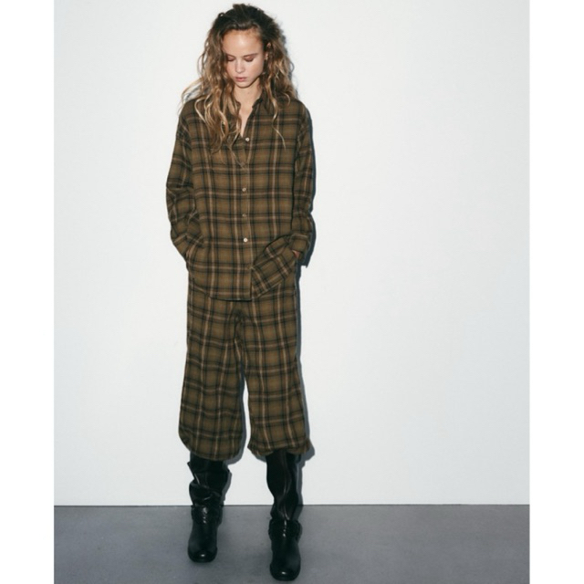 ZARA check sarouel trouser 🤎🤎