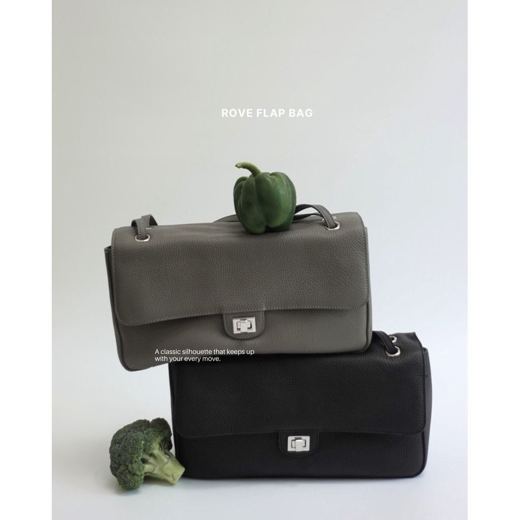 (Pre-order ~ 10-15 day) picke | Rove Flap bag #picke019 กระเป๋าหนังวัวแท้ กระเป๋าทรงแฟล็บ