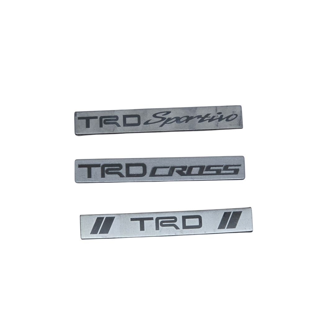 TRD Sportivo TRD CROSS logo อักษร แท้  TOYOTA FORTUNER 7 x 1 cm โลหะ สแตนเลส สีเงิน silver chorme โตโยต้า ฟอร์จูนเนอร์