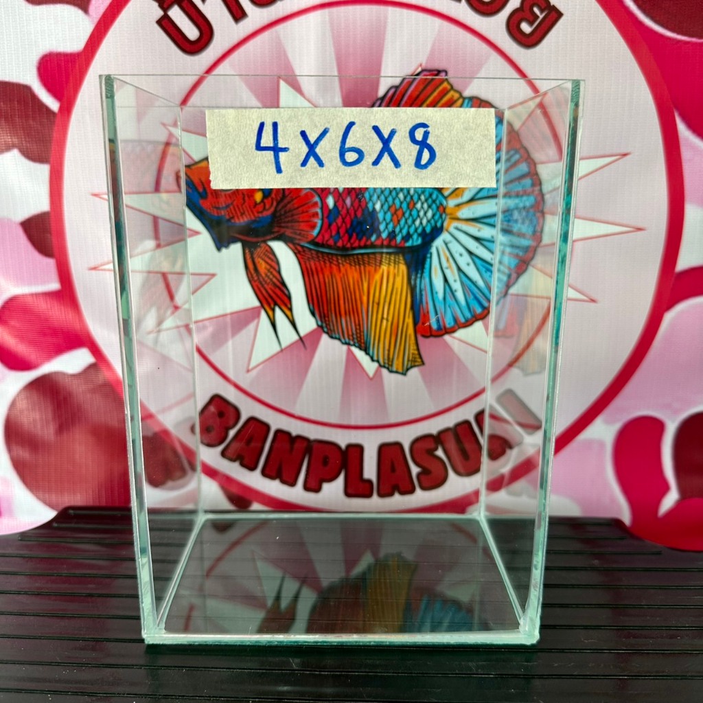 โหลปลากัด ขนาด4x6x8นิ้ว หนา3มิล กาวใส