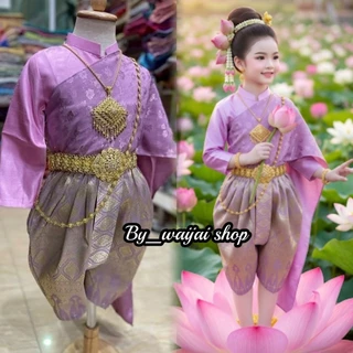 ชุดไทยเด็กหญิง ชุดนางปทุมวดี สีชมพูกลีบบัว ชุดตัวละครวรรณคดีไทย ชุดไทยเด็ก วันสุนทรภู่ ประกวดวันภาษาไทย