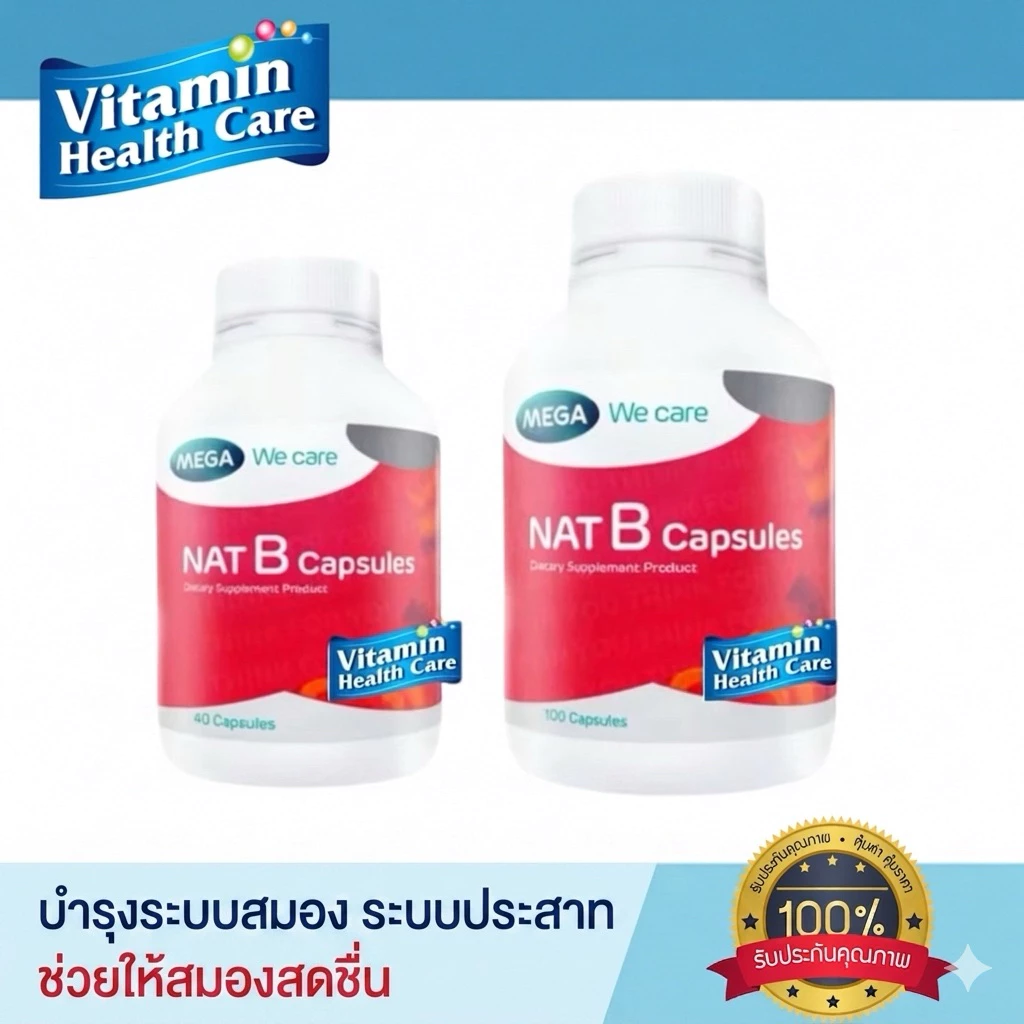 MEGA We Care แนทบี แคปซูล เมก้า วีแคร์ NAT B capsule บำรุงระบบสมองและระบบประสาท