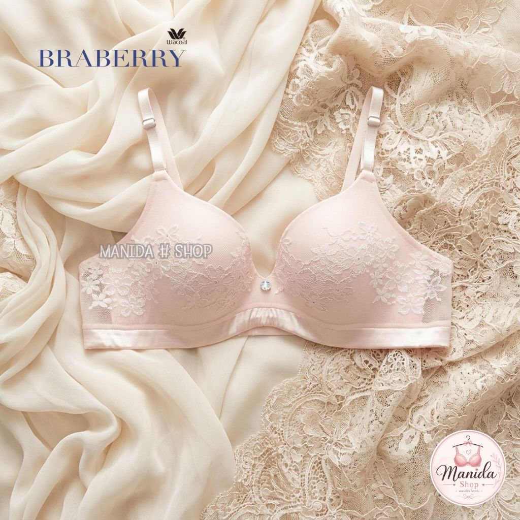 WACOAL รุ่น BRABERRY - WK1398 ✨ ✨  - บรา 4/5 มีโครง แแบซ่อนโครง  ฟองน้ำบาง เต้าผ้าซาติน