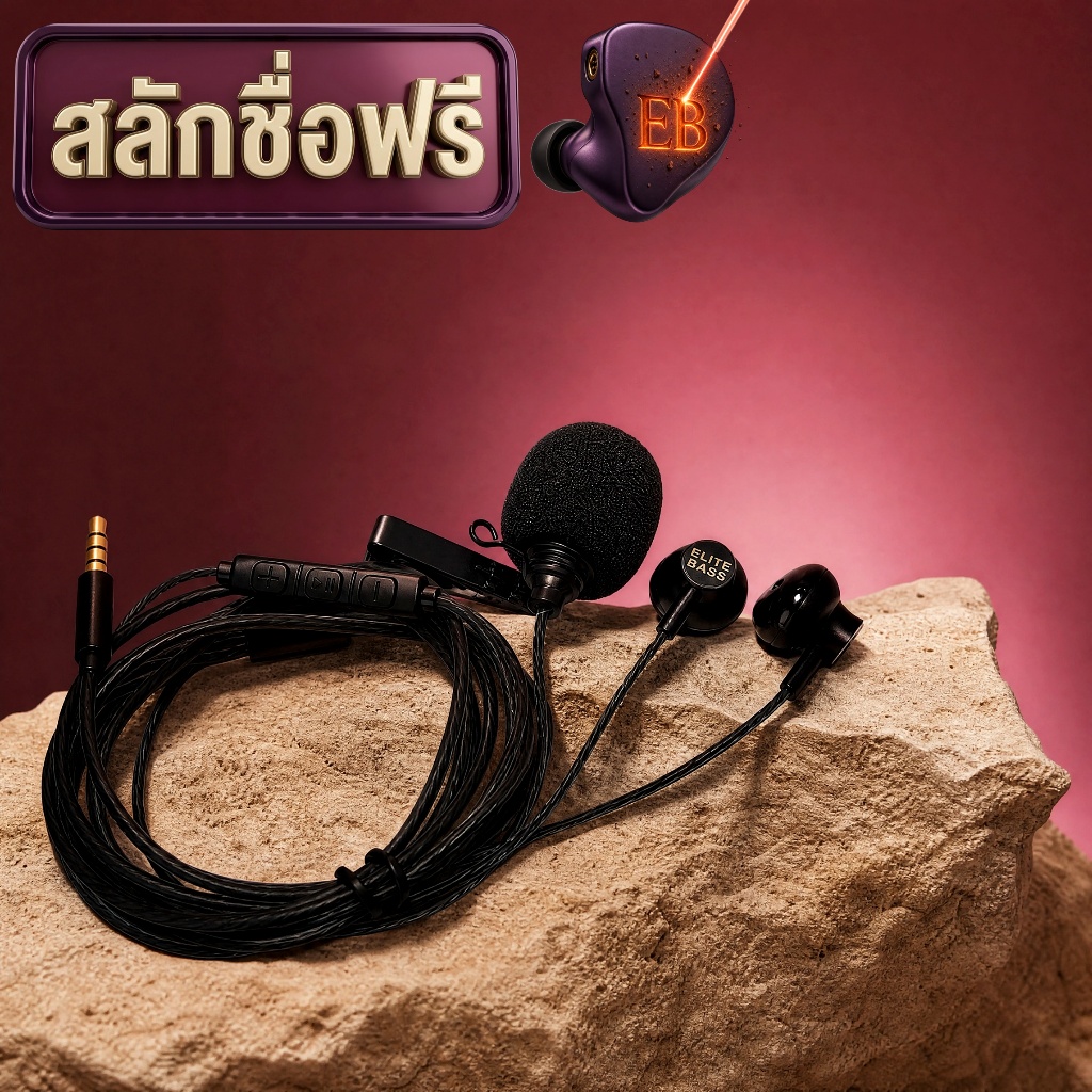 [สลักชื่อฟรี] หูฟัง Earbud รุ่น มะยม K ไมค์เทพ ร้องเพลง/ประชุม เสียงเพราะ - Elite BASS