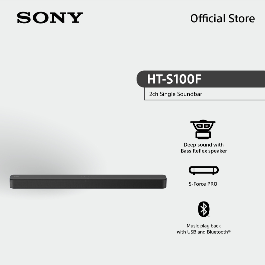 Sony Soundbar รุ่น HT-S100F | 2 ch. | Bass Reflex | Bluetooth®