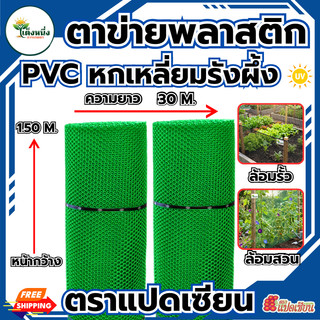 ตราแปดเซียน ตาข่ายพลาสติก ตาข่ายหกเหลี่ยม สีเขียว กว้าง 1.50ม.x ยาว 30ม(แถมฟรีเคเบิ้ลไทร์ 1ห่อ) .ขายยกม้วน