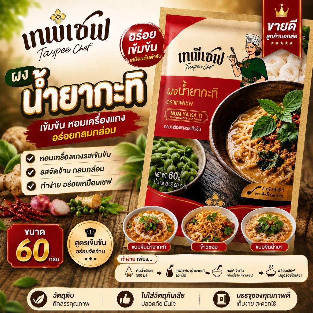 ผงน้ำยากะทิ ขนาด 60 กรัม ตราเทพีเชฟ