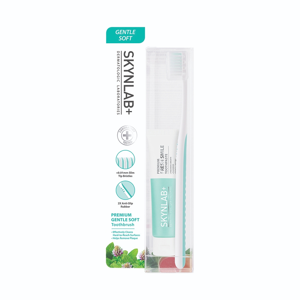Skynlab ชุดแปรงสีฟันพรีเมี่ยมเจนเทิลซอฟต์ แถมยาสีฟัน 20g สกินแล็บ มีตัวเลือก 3 สูตร