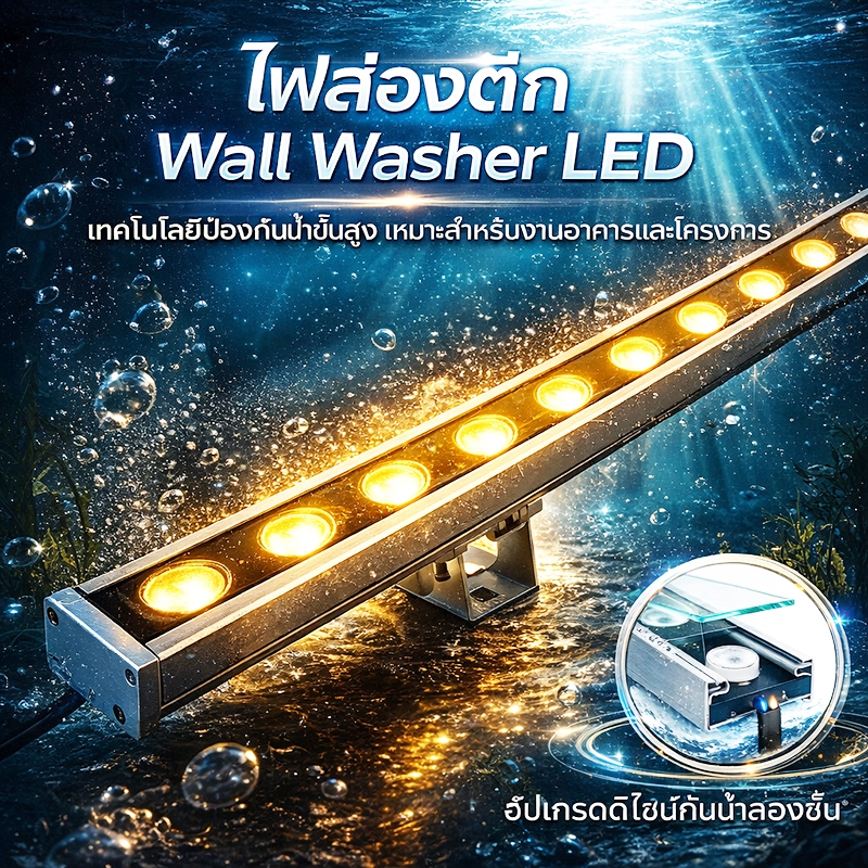[ส่งฟรี]ไฟแอลอีดี ส่องผนัง ไฟส่องตึก ไฟย้อมตึก กำลังไฟสูง RGB 18W 24W 36W AC220V IP67 กันแดด กันฝุ่น มีรับประกันสินค้า