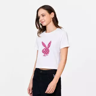 PLAYBOY เสื้อผ้าผู้หญิง/เสื้อ/เสื้อยืดสีขาว รุ่น P1WT265TB043WH