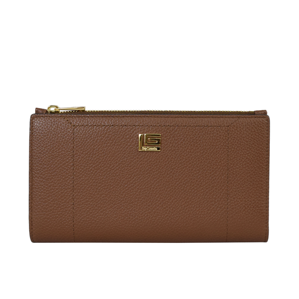 Guy Laroche 2 พับยาว + ใส่เหรียญ หนัง soft อัดลายลิ้นจี่ สีน้ำตาลเข้ม รุ่น AGP09232S6BRL