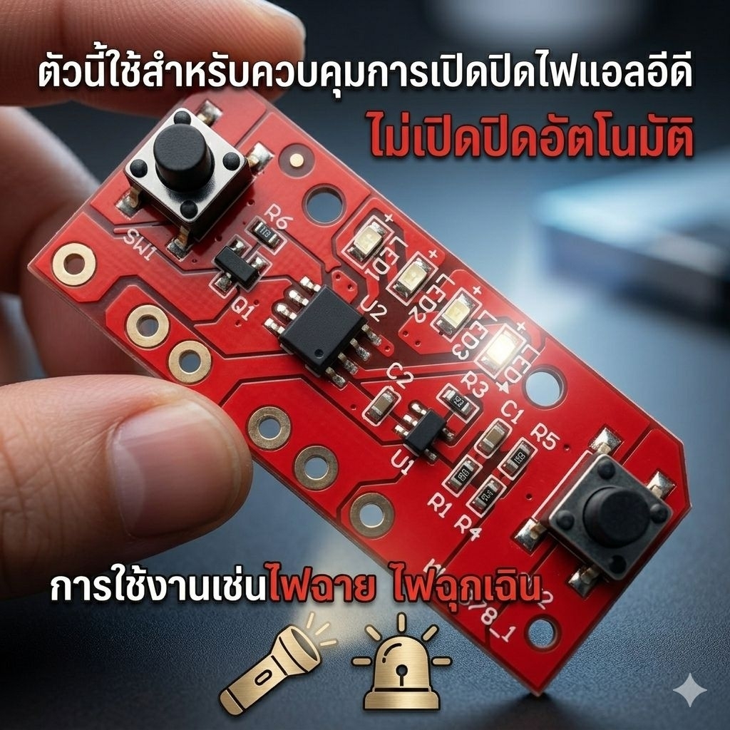 สวิทช์คู่ไฟ LED 3 สเต็ป + บอร์ดชาร์จ 3.7V ในตัว