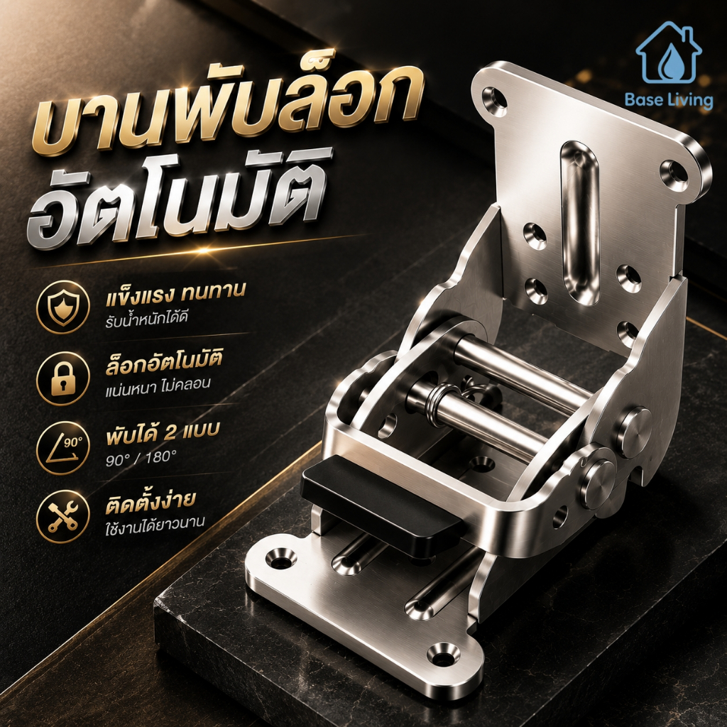 บานพับโต๊ะพับล็อกอัตโนมัติ มุมพับ 90 180 องศา 2 รุ่น สแตนเลสคุณภาพดี ป้องกันสนิม ทนทานรับน้ำหนักมาก