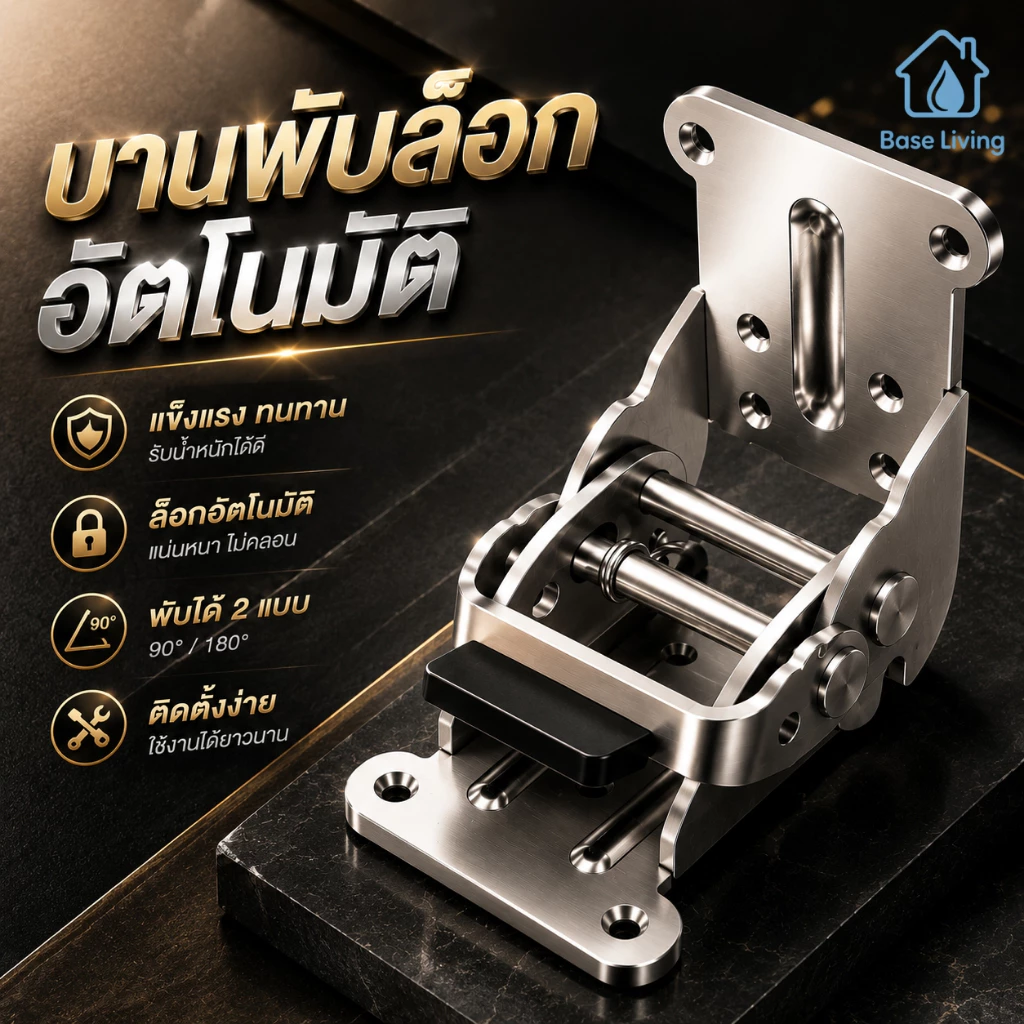 บานพับโต๊ะพับล็อกอัตโนมัติ มุมพับ 90 180 องศา 2 รุ่น สแตนเลสคุณภาพดี ป้องกันสนิม ทนทานรับน้ำหนักมาก
