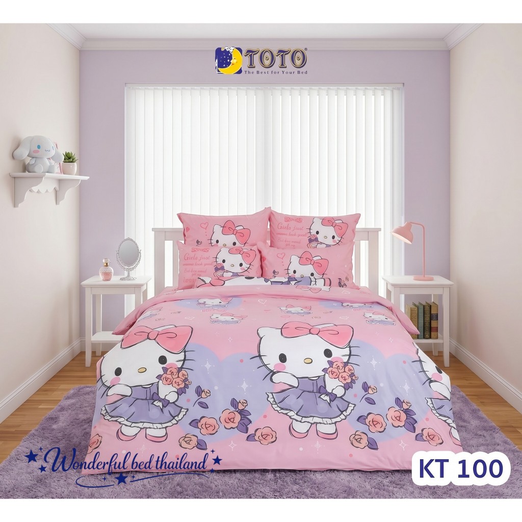 TOTO KT100  เฮลโล คิตตี้~(Hello Kitty)  ชุดเครื่องนอน ลิขสิทธิ์แท้ 100% จากแบรนด์ TOTO