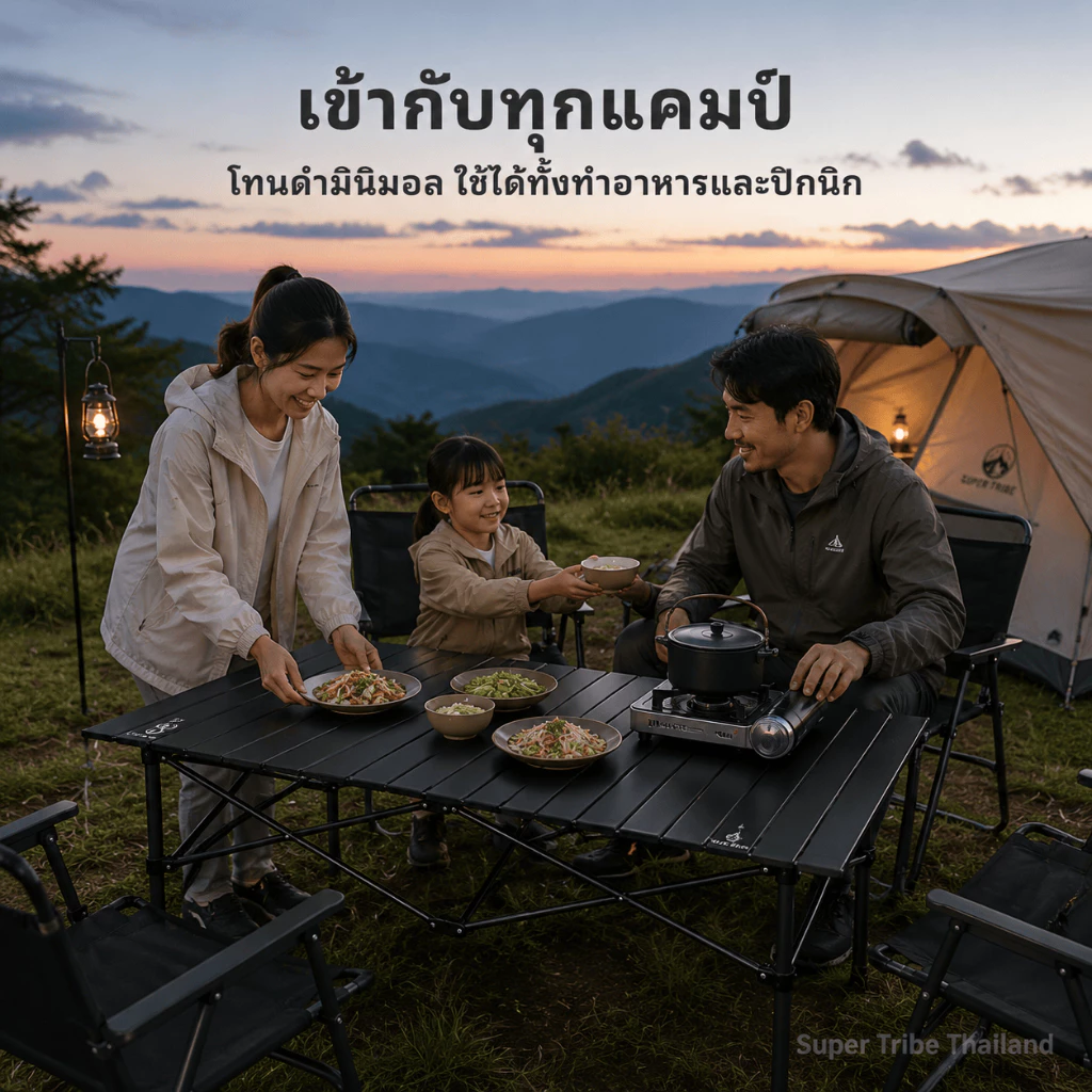 SUPERTRIBE โต๊ะแคมป์ปิ้งพับได้ 120x55ซม. อะลูมิเนียม รับน้ำหนัก100kg ตลาดนัด บาร์บีคิว กลางแจ้ง ทนทาน thumbnail 9