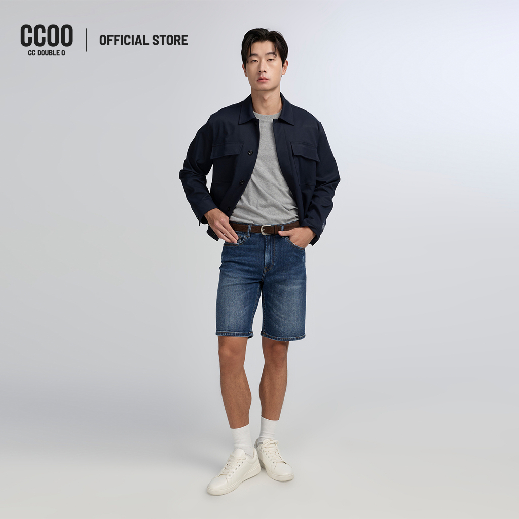 CC DOUBLE O LIGHT BLUE SLIM SHORT JEANS ผู้ชาย กางเกงยีนส์ขาสั้นทรงสลิมสียีนส์อ่อน รุ่น O26WGMA204 (AW26 #P1)