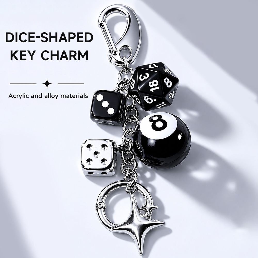พวงกุญแจลูกเต๋าอะคริลิค Black 8 Dice A Spade ห้อยกุญแจ ห้อยกระเป๋า ห้อยโทรศัพท์ ของขวัญแฟชั่น