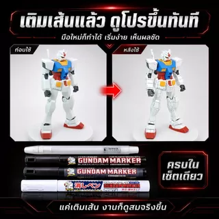 GSI Creos Gundam Marker Panel Liner GM301 สีดำ GM302 สีเทา พร้อมยางลบ GM300 ของแท้